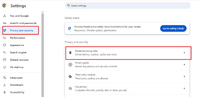 delete browsing data: browser crashes and slowdown
